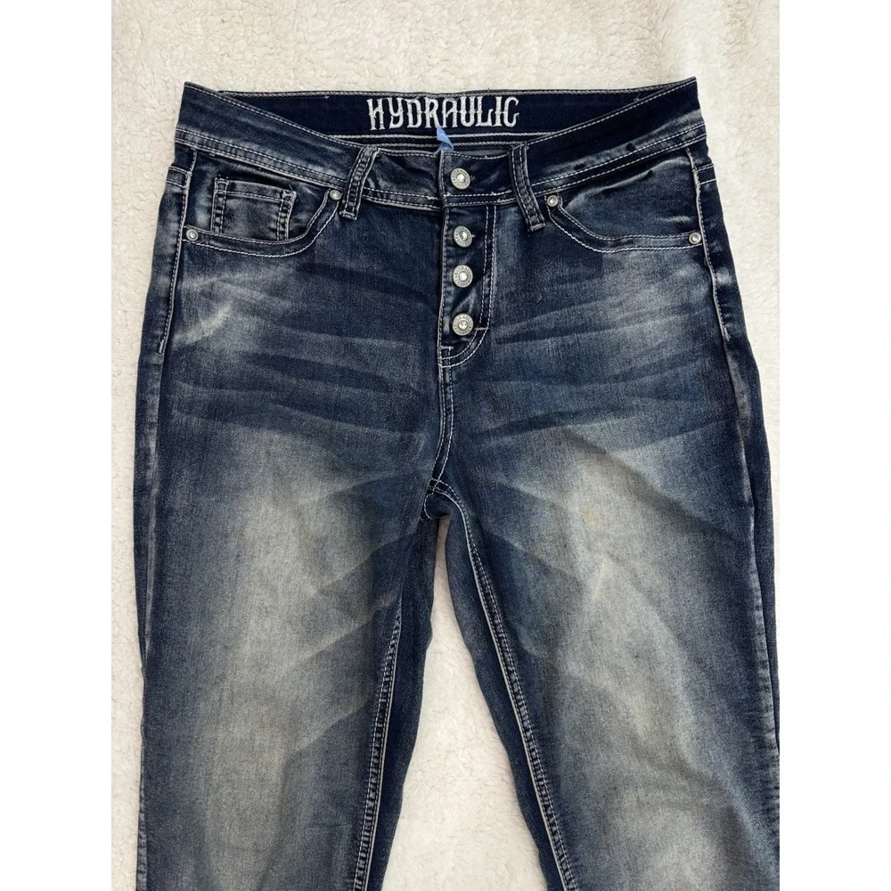 Hydraulic Nolita Ankle Skinny Jeans Size 6 Blue Embroidered Stretch Y2K 90s - Picture 4 of 11
